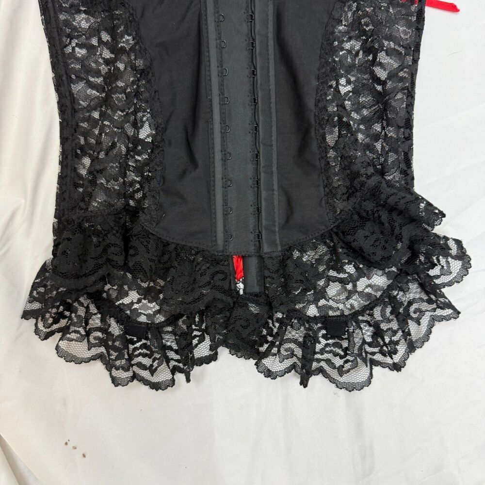 Vintage Jezebel Renee of Hollywood Corset Bra Whimsigoth Black Lace Up Size 32B - Picture 6 of 11